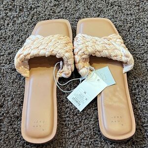 NWT A New Day Women's Braided Slide Sandals - Cream